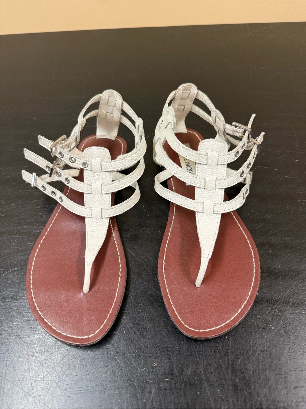 Steve Madden White Strappy T-Style Gladiator Sandals
